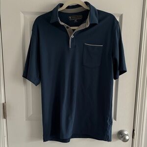 Pebble Beach Men's Navy Polo with Gray Details